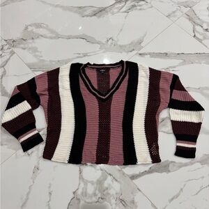 Ransom V-Neck Sweater - Black, White, Pink